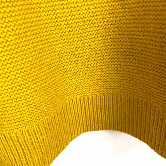 Madewell Merino Wool mustard yellow pullover sweater bobble open side Sz M crew - Picture 8 of 10